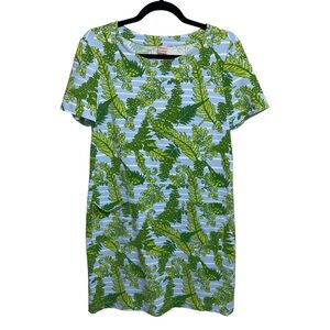 Persifor Dress Womens Large Stretch Leaf Fern Print Coastal Tropical Resortwear